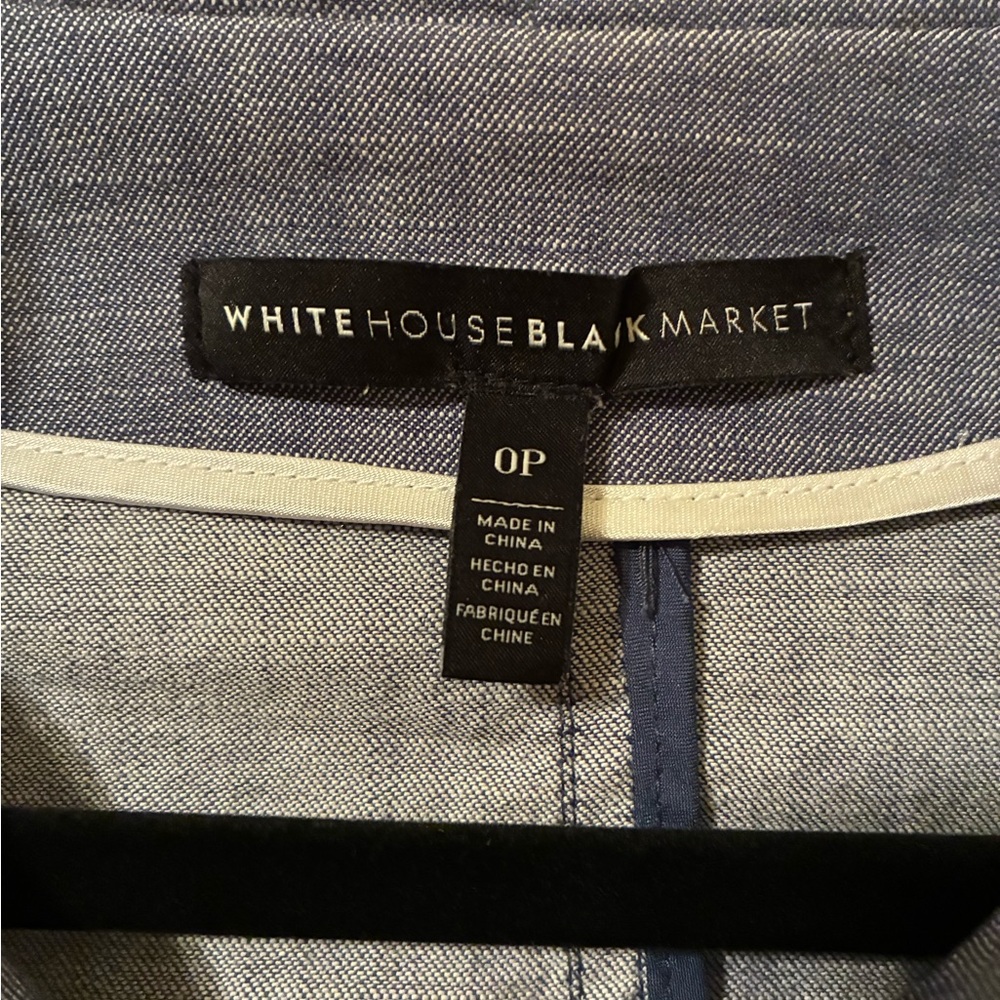 White House Black Market Chambray Moto-Style Jacket-EUC Sz 0 Petite Zippers - Picture 9 of 10